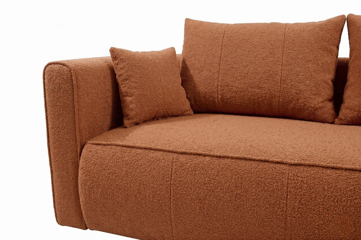 RÉCAMIERE HEVIA in Bouclé Rostfarben  inkl.  - Rostfarben/Schwarz, Design, Kunststoff/Textil (98/97/235cm) - MID.YOU