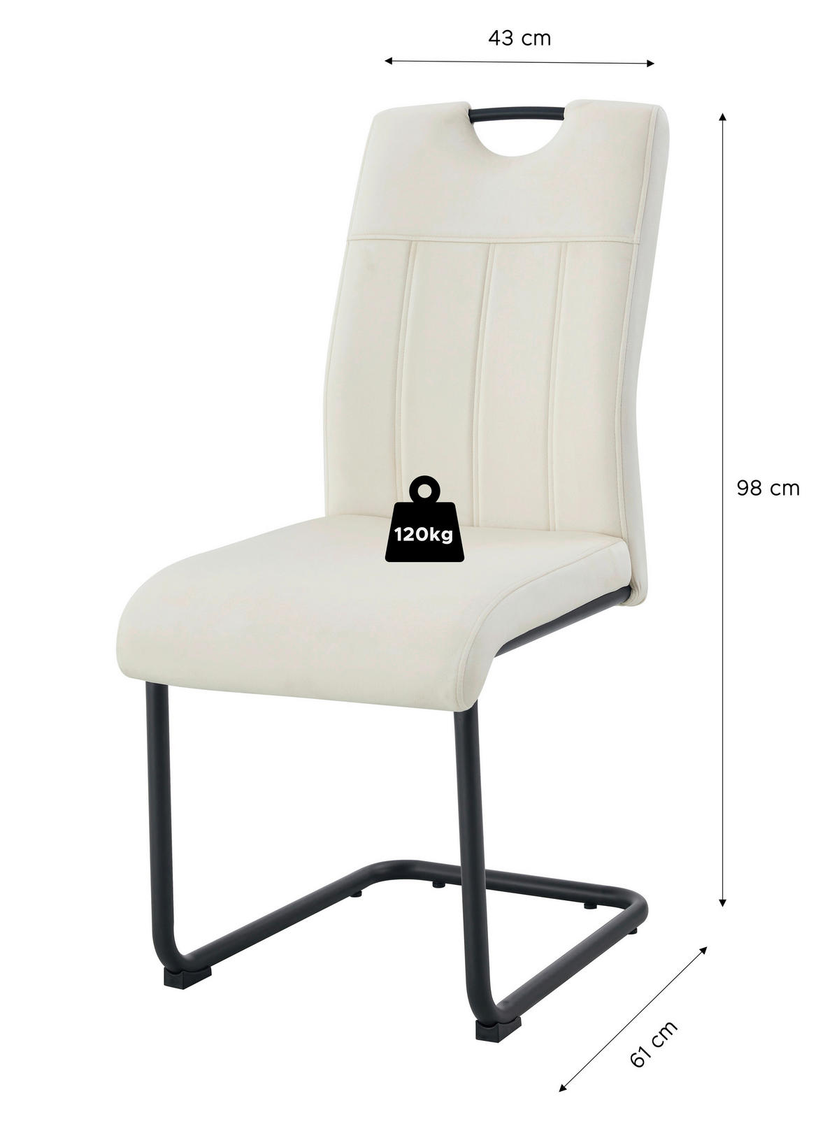 SCHWINGSTUHL-SET 2 Stück  in Webstoff  - Creme/Schwarz, MODERN, Textil/Metall (43/98/61cm) - MID.YOU