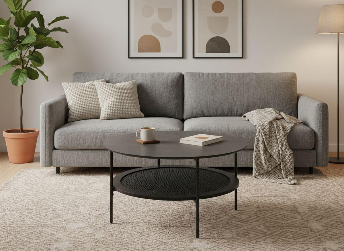 SOFFBORD i trämaterial 80/80/40 cm  - svart, Modern, metall/trämaterial (80/80/40cm) - Livetastic