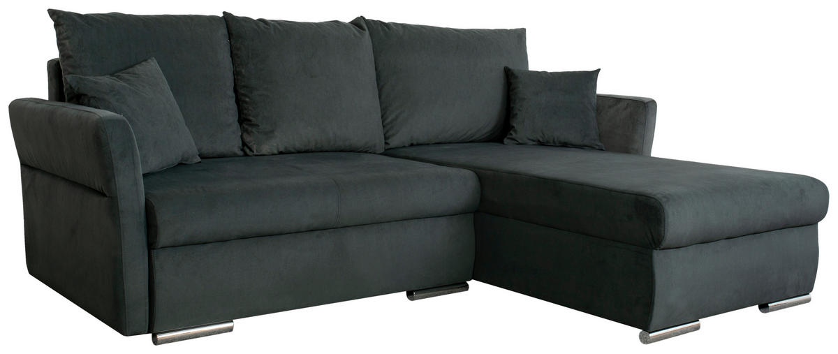 SEDEŽNA GARNITURA, velur siva  - barve kroma/siva, Moderno, umetna masa/tekstil (218/168cm) - Carryhome