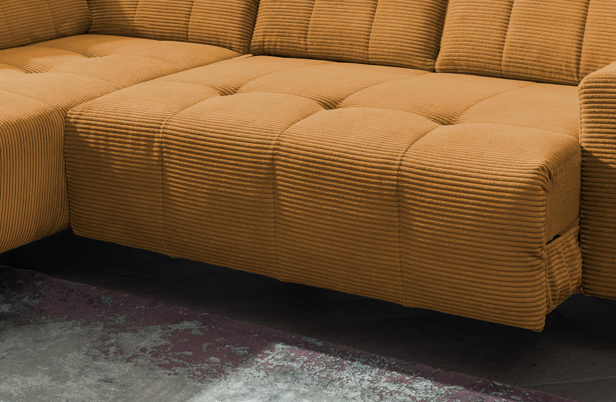 ECKSOFA in Cord Goldfarben  - Goldfarben/Schwarz, Modern, Textil/Metall (200/261cm) - Livetastic