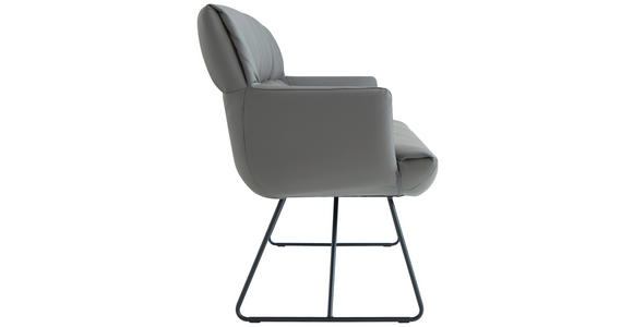 SITZBANK 200/89/66 cm Echtleder Anthrazit, Schwarz  - Anthrazit/Schwarz, Design, Leder/Metall (200/89/66cm) - Dieter Knoll