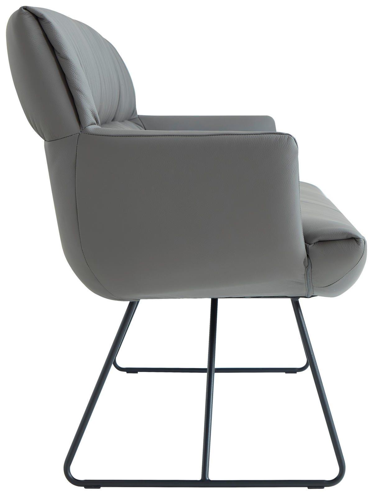 SITZBANK 200/89/66 cm Echtleder Anthrazit, Schwarz  - Anthrazit/Schwarz, Design, Leder/Metall (200/89/66cm) - Dieter Knoll