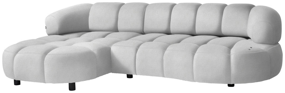 ECKSOFA in Webstoff Silberfarben  183/284 cm  - Silberfarben/Schwarz, Design, Holz/Textil (183/284cm) - Welnova