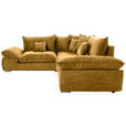 ECKSOFA in Velours Gelb, Goldfarben  - Chromfarben/Gelb, KONVENTIONELL, Kunststoff/Textil (247/247cm) - Carryhome