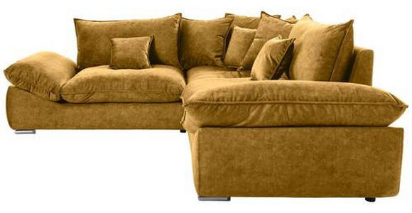 ECKSOFA in Velours Gelb, Goldfarben  - Chromfarben/Gelb, KONVENTIONELL, Kunststoff/Textil (247/247cm) - Carryhome