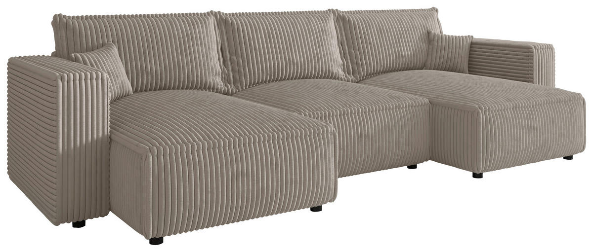 WOHNLANDSCHAFT Beige Cord  - Beige/Schwarz, MODERN, Kunststoff/Textil (153/350/153cm) - Xora