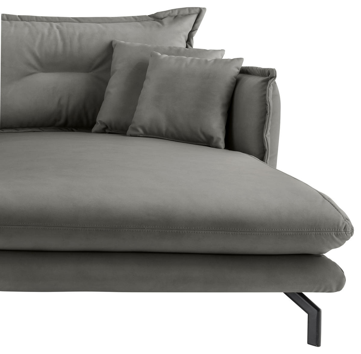 ECKSOFA in Lederlook Grau  - Schwarz/Grau, Modern, Textil/Metall (255/180cm) - Livetastic