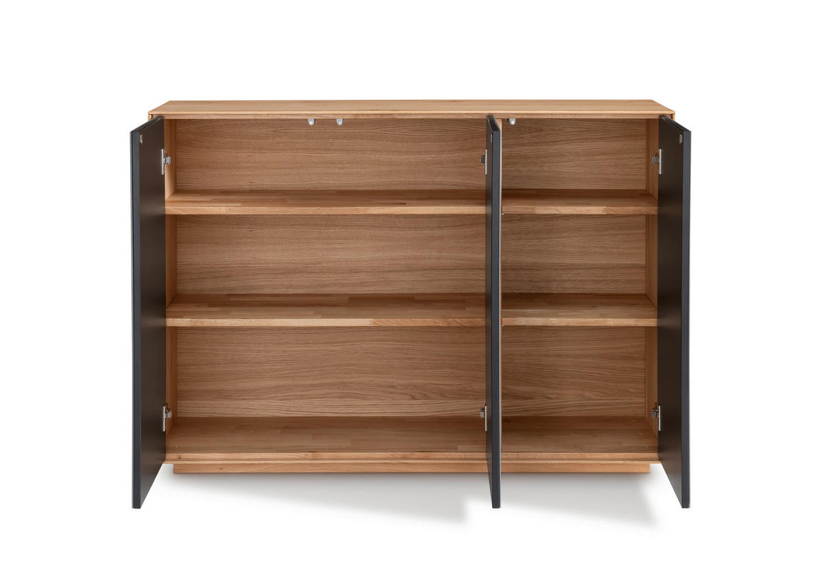 KOMMODE Riva  in 119/84/37 cm  - Wildeiche/Weiß, KONVENTIONELL, Glas/Holz (119/84/37cm) - Linea Natura
