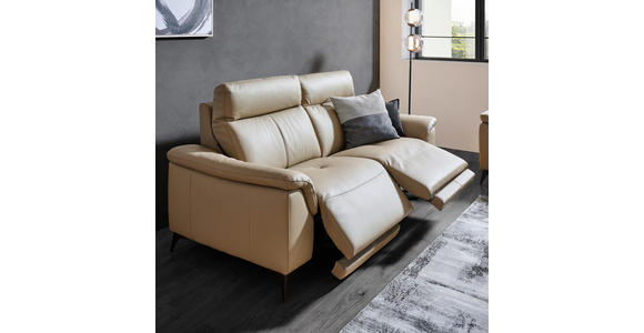 3-SITZER-SOFA in Leder Beige - Beige/Schwarz, Design, Leder/Metall (208/105/98cm) - Emilio Belluti