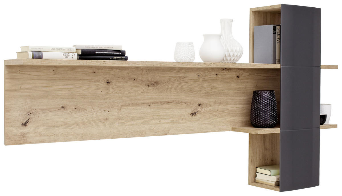 WANDBOARD in 180/96/25 cm Anthrazit, Eichefarben  - Eichefarben/Anthrazit, Design, Holzwerkstoff (180/96/25cm) - Livetastic