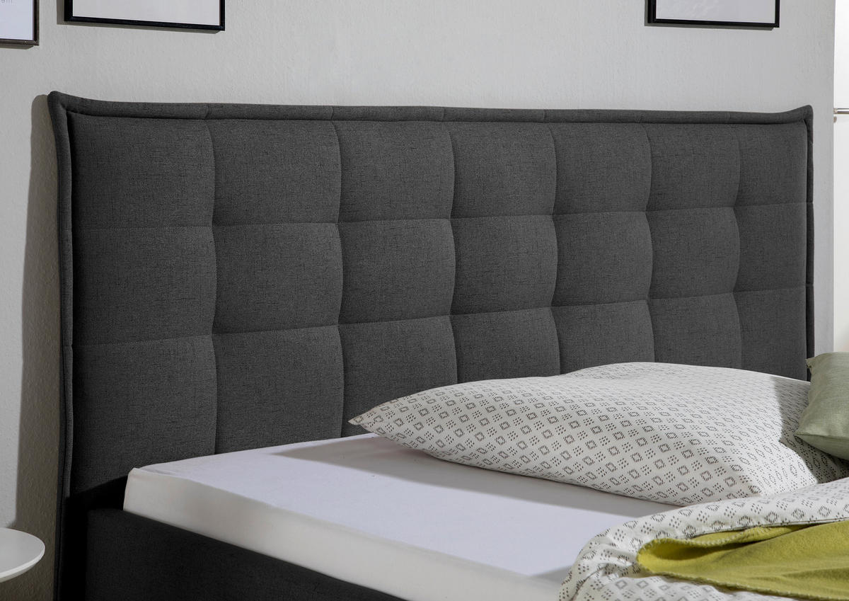 POLSTERBETT 160/200 cm,  in Anthrazit,  - Anthrazit/Naturfarben, MODERN, Holz/Textil (160/200cm) - Livetastic