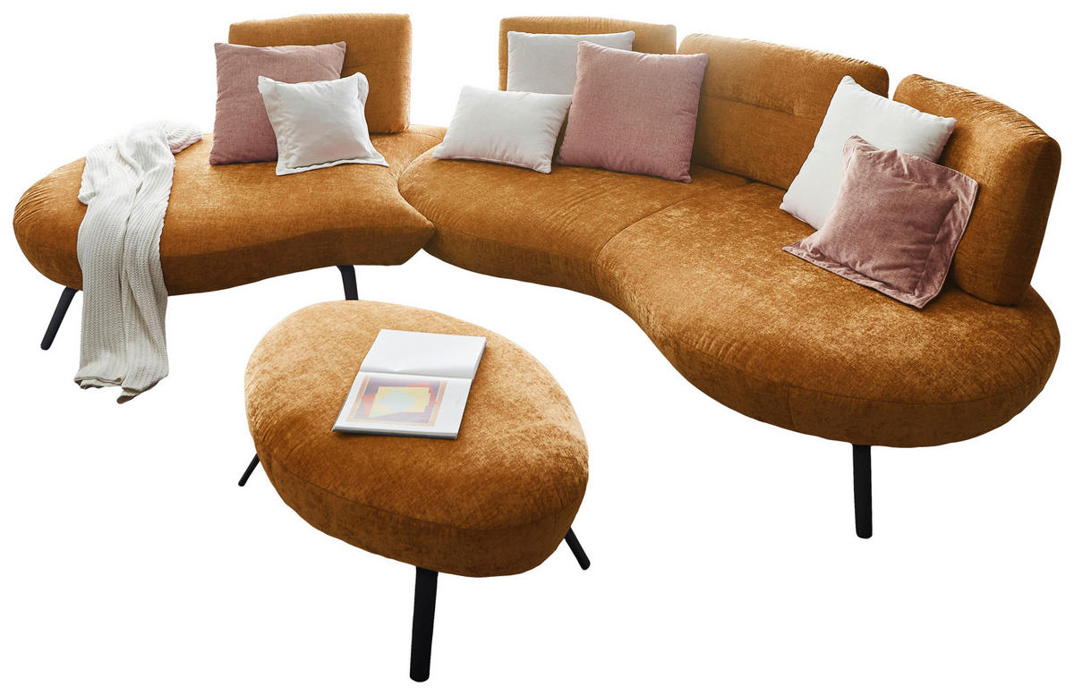 BIGSOFA Flachgewebe Senfgelb  - Senfgelb/Schwarz, Design, Textil/Metall (456/93/138cm) - Moderano