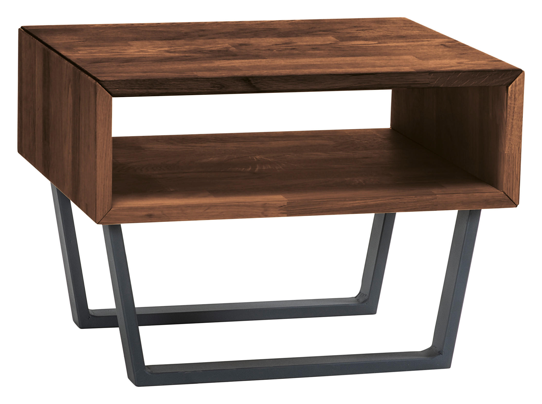 NACHTSCHRANK 50/36/41 cm Nussbaum massiv - Anthrazit/Nussbaumfarben, Natur, Holz/Metall (50/36/41cm) - Hasena