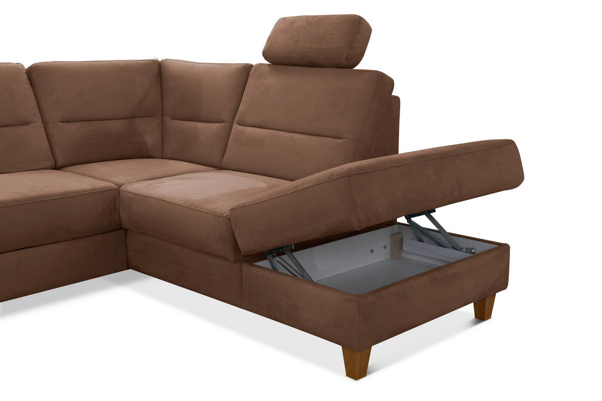 WOHNLANDSCHAFT in Mikrofaser Braun  - Eichefarben/Braun, Konventionell, Holz/Textil (163/308/212cm) - Sit & More