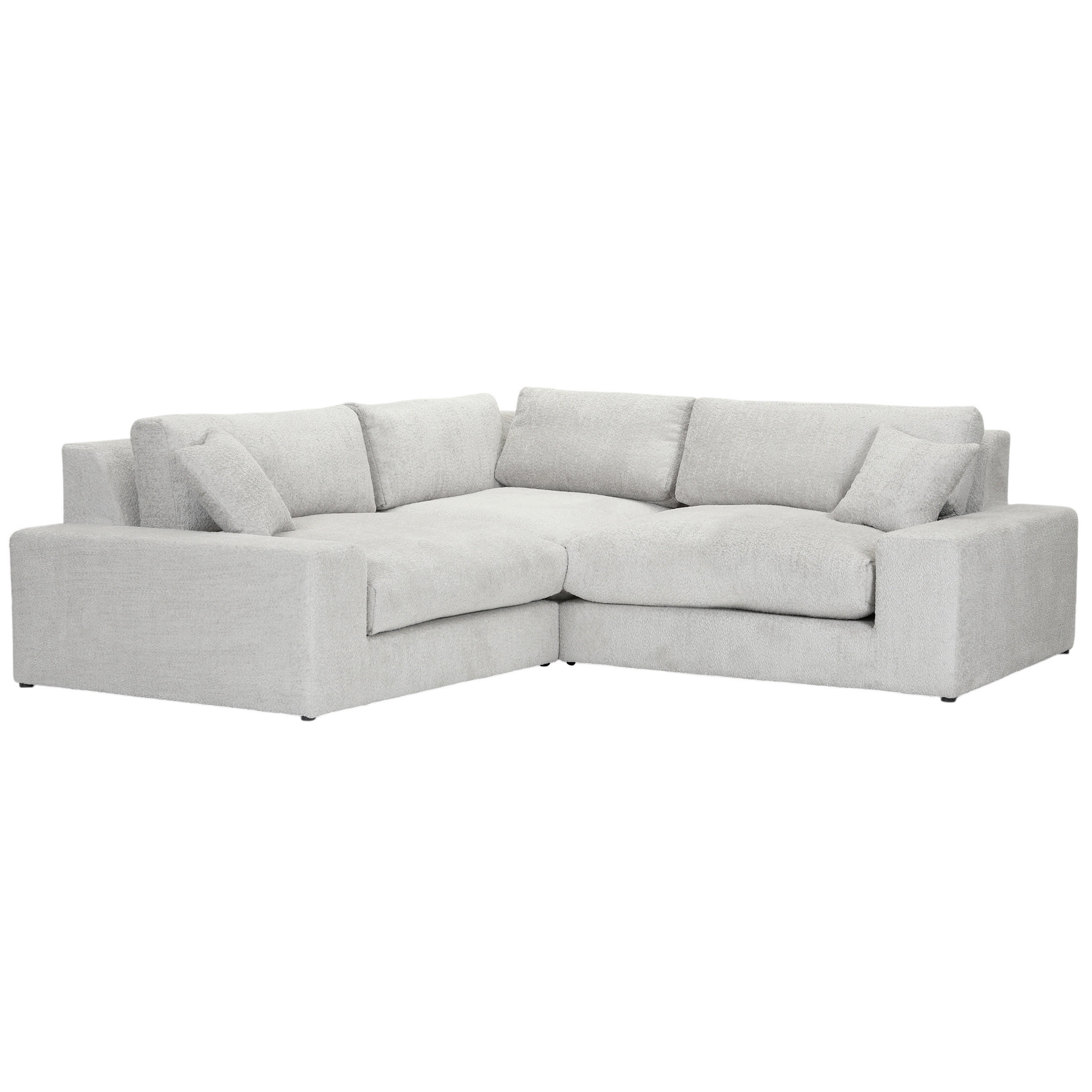 ECKSOFA  Greige Bouclé  - Greige/Schwarz, MODERN, Kunststoff/Textil (255/255cm) - Landscape