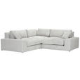 ECKSOFA  Greige Bouclé  - Greige/Schwarz, MODERN, Kunststoff/Textil (255/255cm) - Landscape