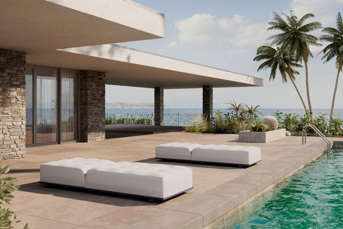 GARTENLIEGE 200/31/75 cm  - Anthrazit/Beige, MODERN, Metall (200/31/75cm) - Ambia Garden