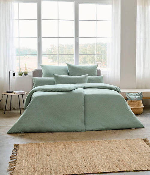 Thumbnail - Estella Bettwäsche Takoma, Mintgrün, Textil, Uni, 135x200 cm, Oeko-Tex® Standard 100, bügelfrei, atmungsaktiv, hautfreun...