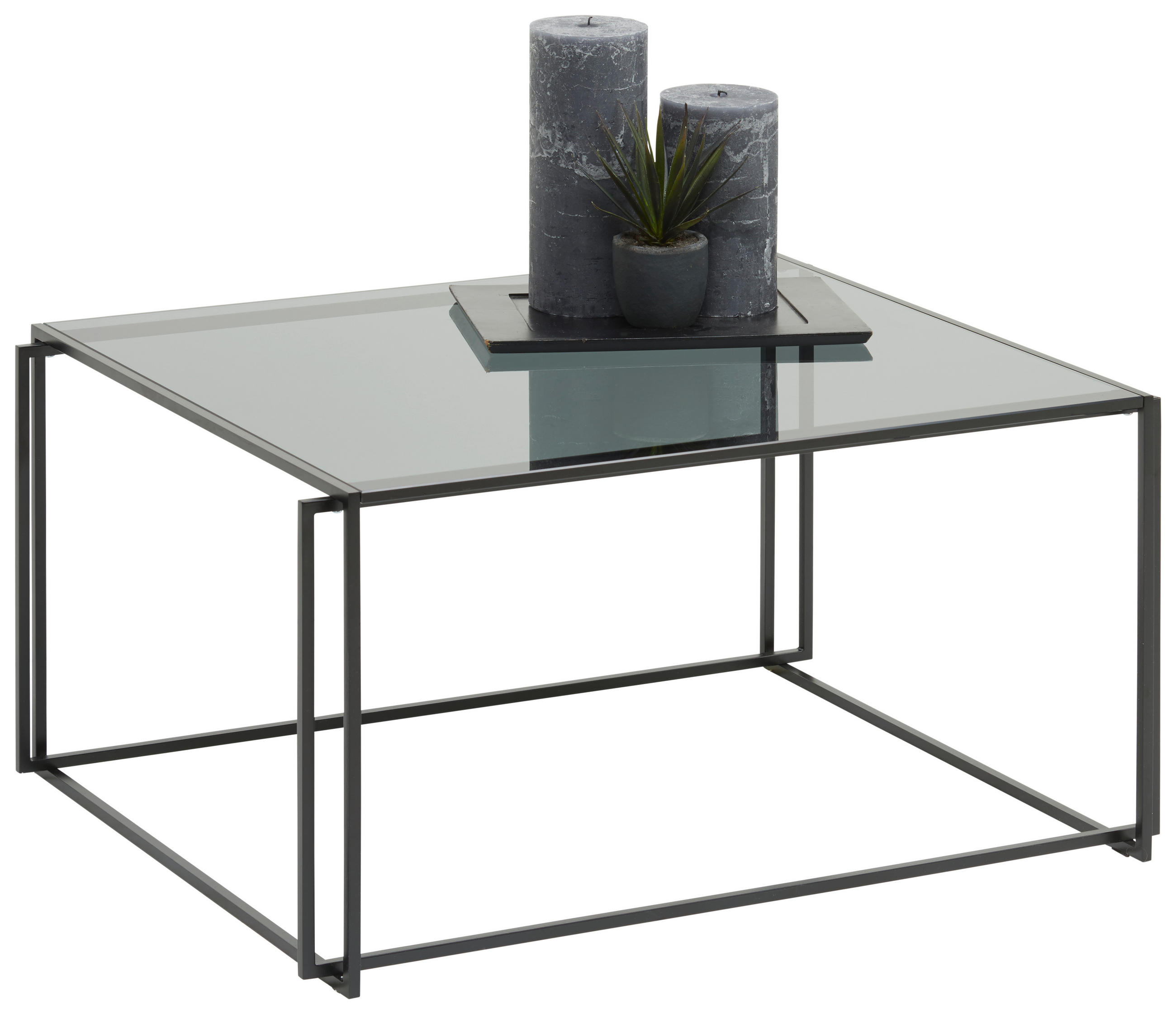 COUCHTISCH in Metall, Glas 75/60/38 cm  - Schwarz/Grau, Design, Glas/Metall (75/60/38cm) - Bacher