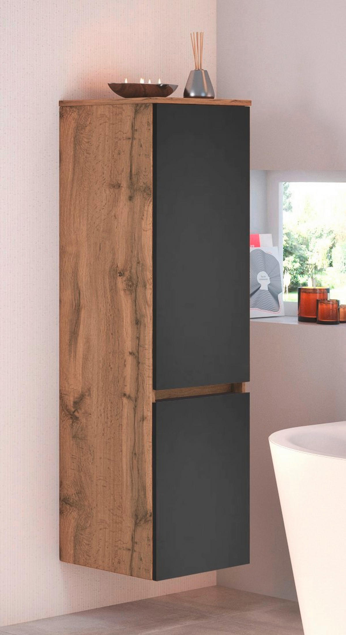 MIDISCHRANK 40/130/35 cm  - Eiche Wotan/Silberfarben, Design, Holzwerkstoff/Kunststoff (40/130/35cm) - Held