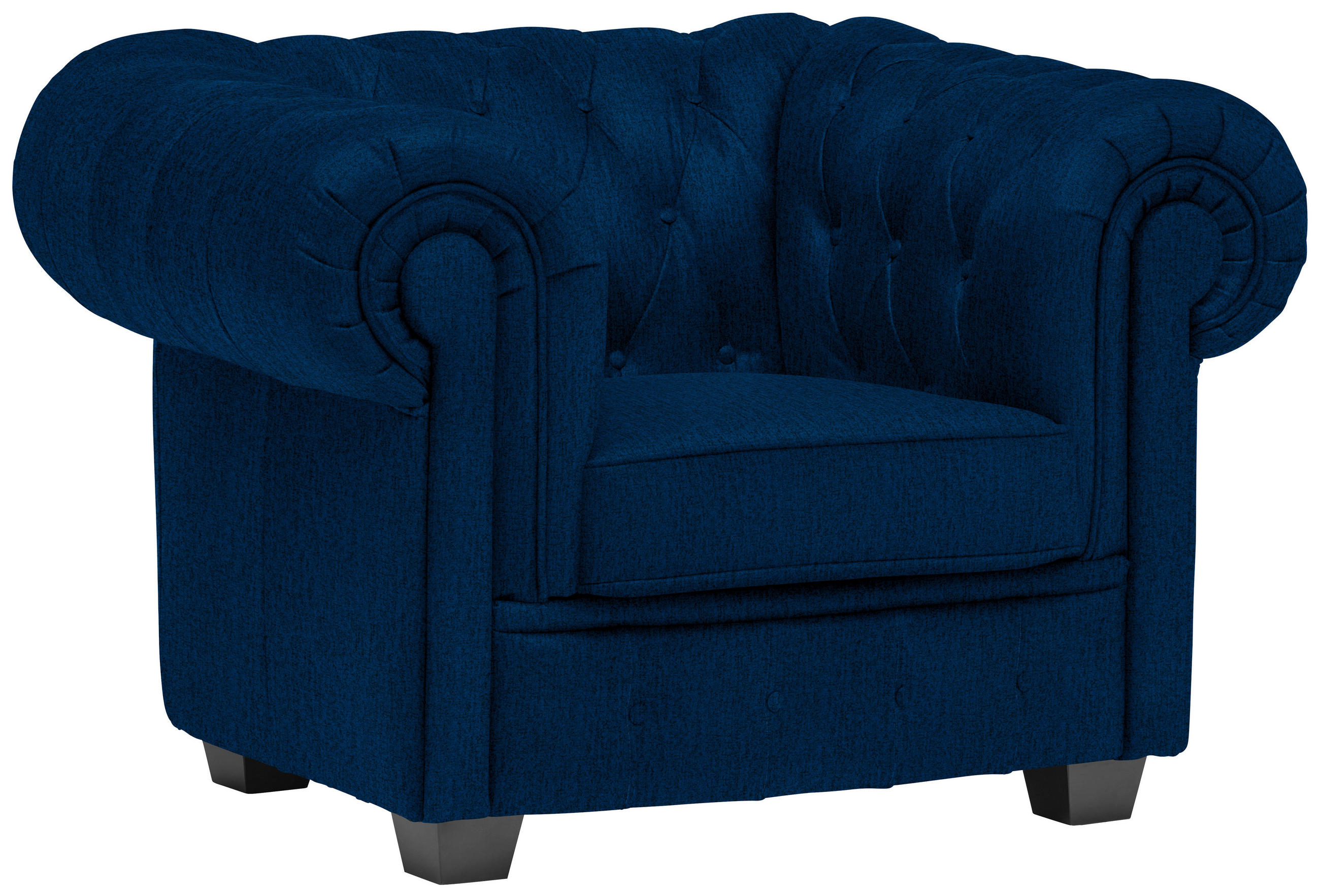 CHESTERFIELD-SESSEL - Wengefarben/Blau, LIFESTYLE, Holz/Textil (115/76,5/96cm) - Landscape