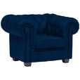 CHESTERFIELD-SESSEL - Wengefarben/Blau, LIFESTYLE, Holz/Textil (115/76,5/96cm) - Landscape