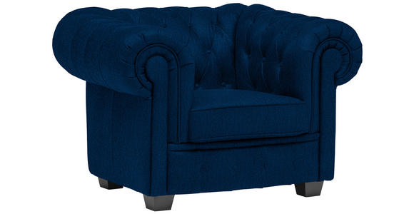 CHESTERFIELD-SESSEL - Wengefarben/Blau, LIFESTYLE, Holz/Textil (115/76,5/96cm) - Landscape