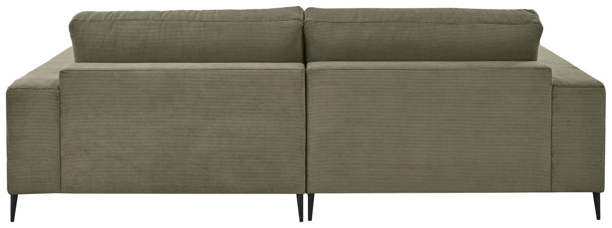 ECKSOFA in Feincord Olivgrün  - Schwarz/Olivgrün, Design, Textil/Metall (177/253cm) - Dieter Knoll