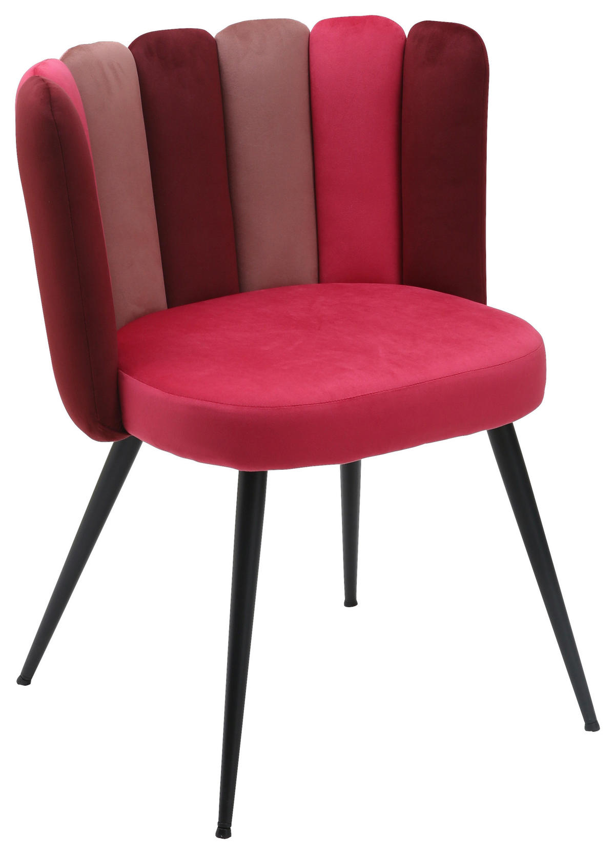 STUHL Samt Rot  - Rot/Schwarz, Design, Textil/Metall (58,5/79/55,5cm) - home24