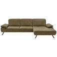 ECKSOFA Grün Mikrofaser  - Eichefarben/Beige, Natur, Holz/Textil (322/201cm) - Voleo