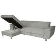 ECKSOFA inkl. Funktionen Grau Cord  - Silberfarben/Grau, Design, Textil/Metall (167/250cm) - Xora