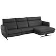 ECKSOFA in Echtleder Anthrazit  300/157 cm  - Anthrazit/Schwarz, Design, Leder/Metall (300/157cm) - Dieter Knoll