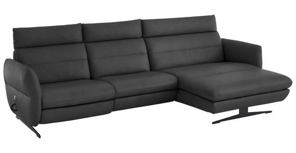 ECKSOFA in Echtleder Anthrazit 300/157 cm - Anthrazit/Schwarz, Design, Leder/Metall (300/157cm) - Dieter Knoll