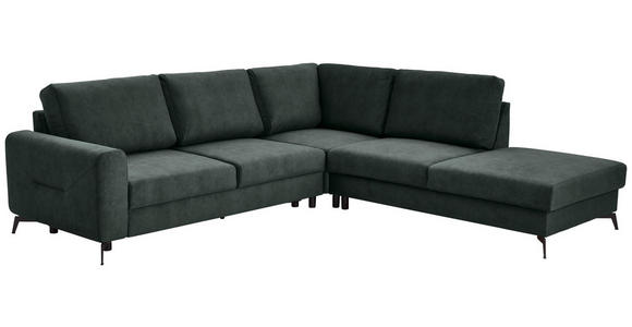 ECKSOFA Dunkelgrün Chenille  - Dunkelgrün/Schwarz, KONVENTIONELL, Textil/Metall (275/257cm) - Carryhome