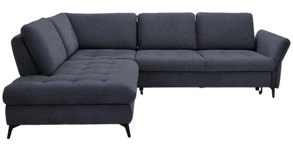 ECKSOFA Dunkelblau Bouclé - Schwarz/Dunkelblau, Natur, Textil/Metall (233/288cm) - Valnatura