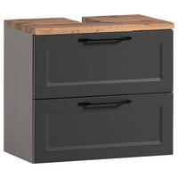 WASCHBECKENUNTERSCHRANK 60/55/35 cm  - Eiche Wotan/Schwarz, ROMANTIK / LANDHAUS, Holzwerkstoff/Kunststoff (60/55/35cm) - Xora