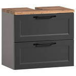 WASCHBECKENUNTERSCHRANK 60/55/35 cm  - Eiche Wotan/Schwarz, ROMANTIK / LANDHAUS, Holzwerkstoff/Kunststoff (60/55/35cm) - Xora