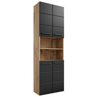 HOCHSCHRANK 60/190/31 cm  - Eichefarben/Schwarz, MODERN, Holzwerkstoff/Kunststoff (60/190/31cm) - MID.YOU