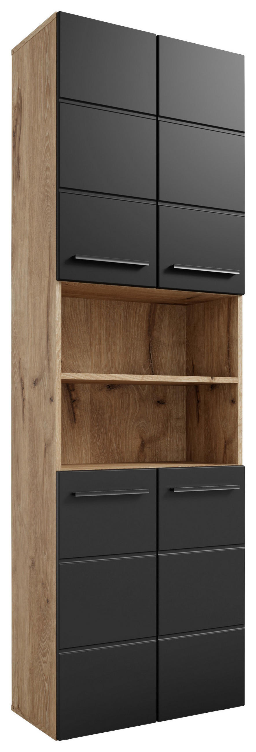 Mid.you Hochschrank Schwarz, Eiche 60x190x31 cm