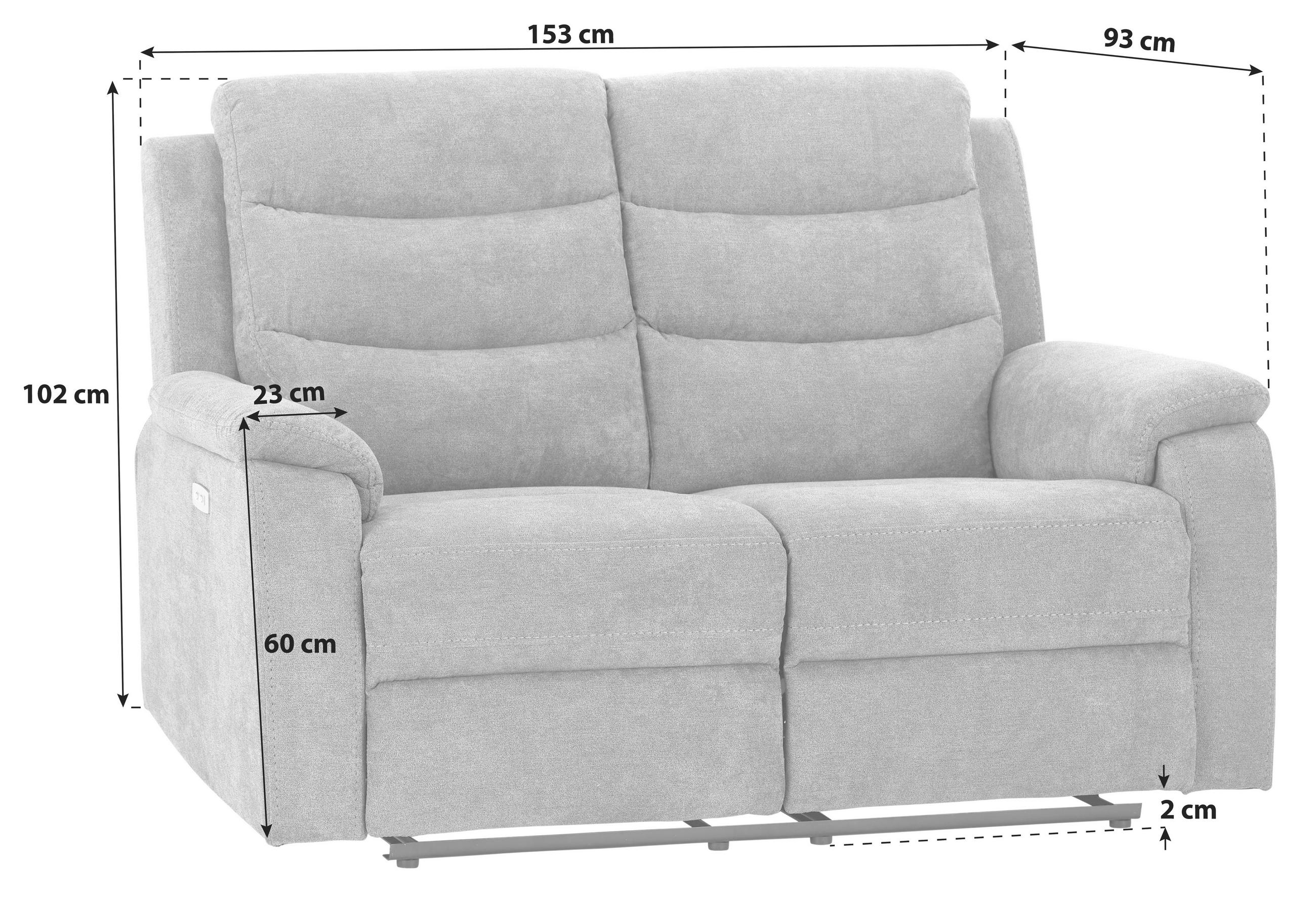 2-SITZER-SOFA Webstoff Grau  - Schwarz/Grau, KONVENTIONELL, Kunststoff/Textil (153/102/93cm) - P & B