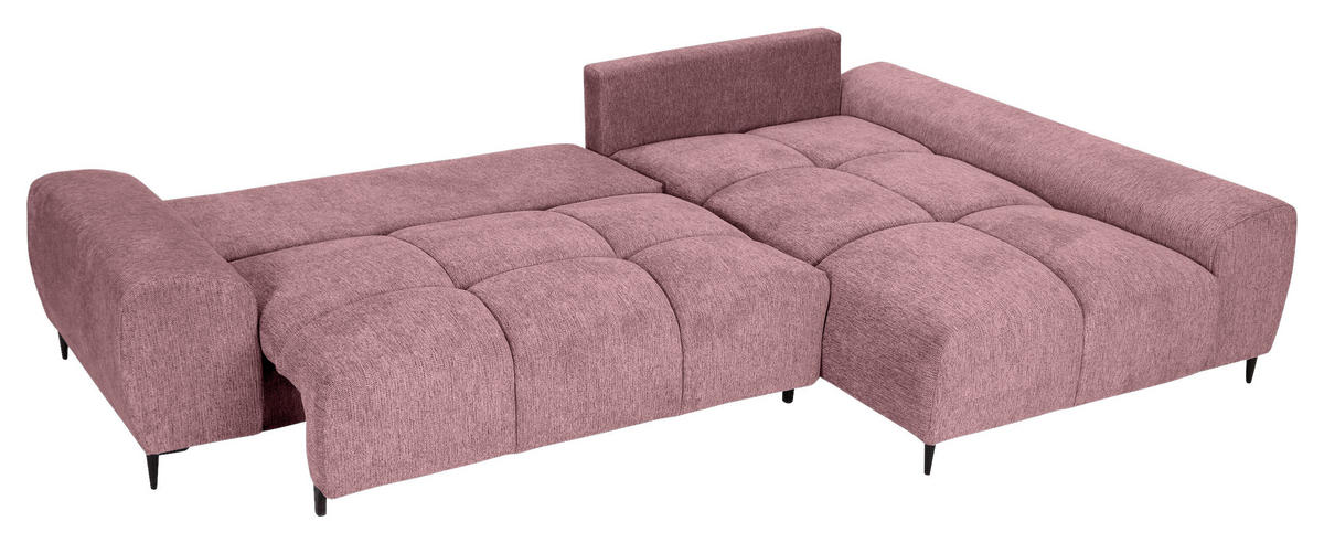 ECKSOFA  in Flachgewebe Altrosa  - Schwarz/Altrosa, KONVENTIONELL, Textil/Metall (295/180cm) - Carryhome