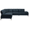 ECKSOFA in Echtleder Dunkelblau  - Bronzefarben/Dunkelblau, Design, Leder/Metall (298/298cm) - Chilliano