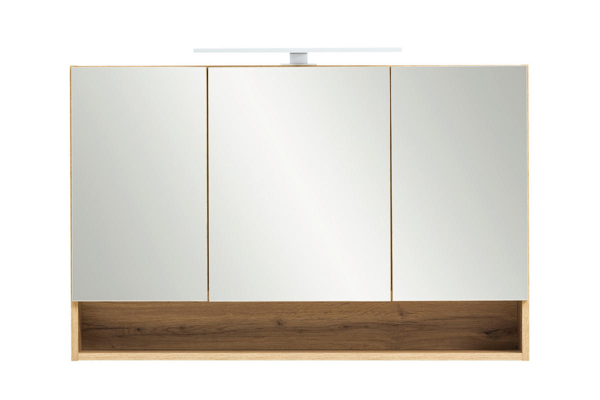 SPIEGELSCHRANK 100/64/20 cm  - Chromfarben/Eiche Wotan, Natur, Glas/Holzwerkstoff (100/64/20cm) - Xora