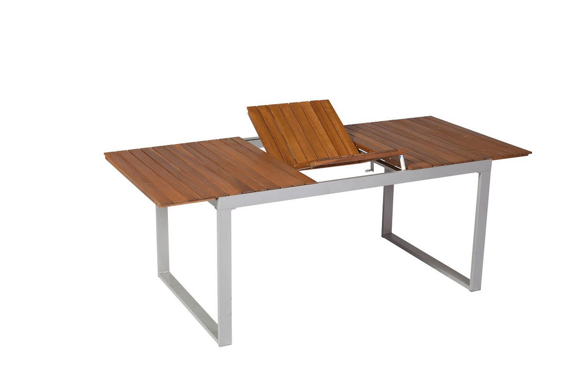 GARTENTISCH 150-200/90/74 cm Holz, Metall rechteckig  - Silberfarben/Akaziefarben, ROMANTIK / LANDHAUS, Holz/Metall (150-200/90/74cm) - Gardenson