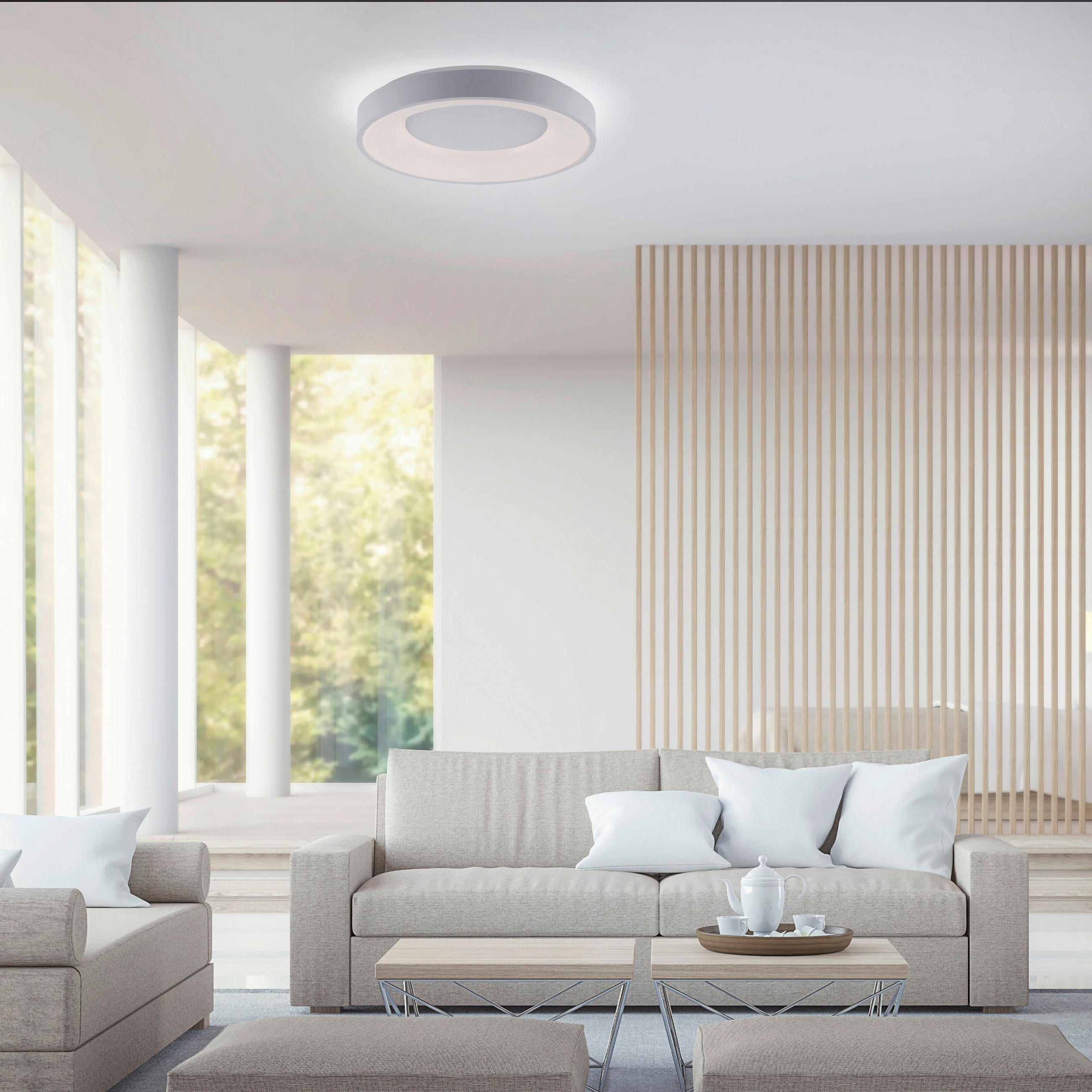 LED-DECKENLEUCHTE Anika 48/48/8 cm   - Weiß, Basics, Kunststoff/Metall (48/48/8cm)