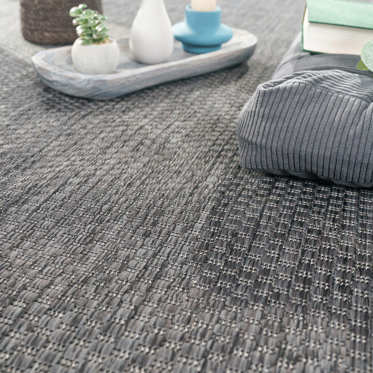 OUTDOORTEPPICH  für Terrasse und Balkon 80/150 cm Columbia Meliert Anthrazit  - Anthrazit, Basics, Textil (80/150cm) - Novel