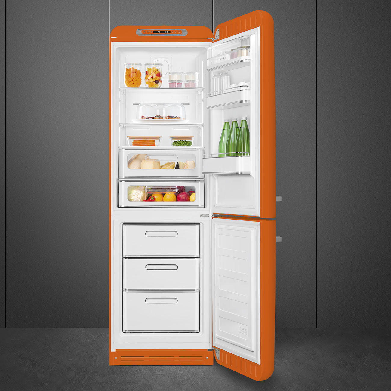 KÜHL-GEFRIER-KOMBINATION 60/196,8/72,8 cm FAB32ROR5  - Orange, Basics, Metall (60/196,8/72,8cm) - SMEG