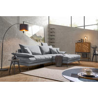 ECKSOFA PRATO Hellgrau Webstoff  - Hellgrau/Schwarz, MODERN, Textil/Metall (292/176cm) - MID.YOU