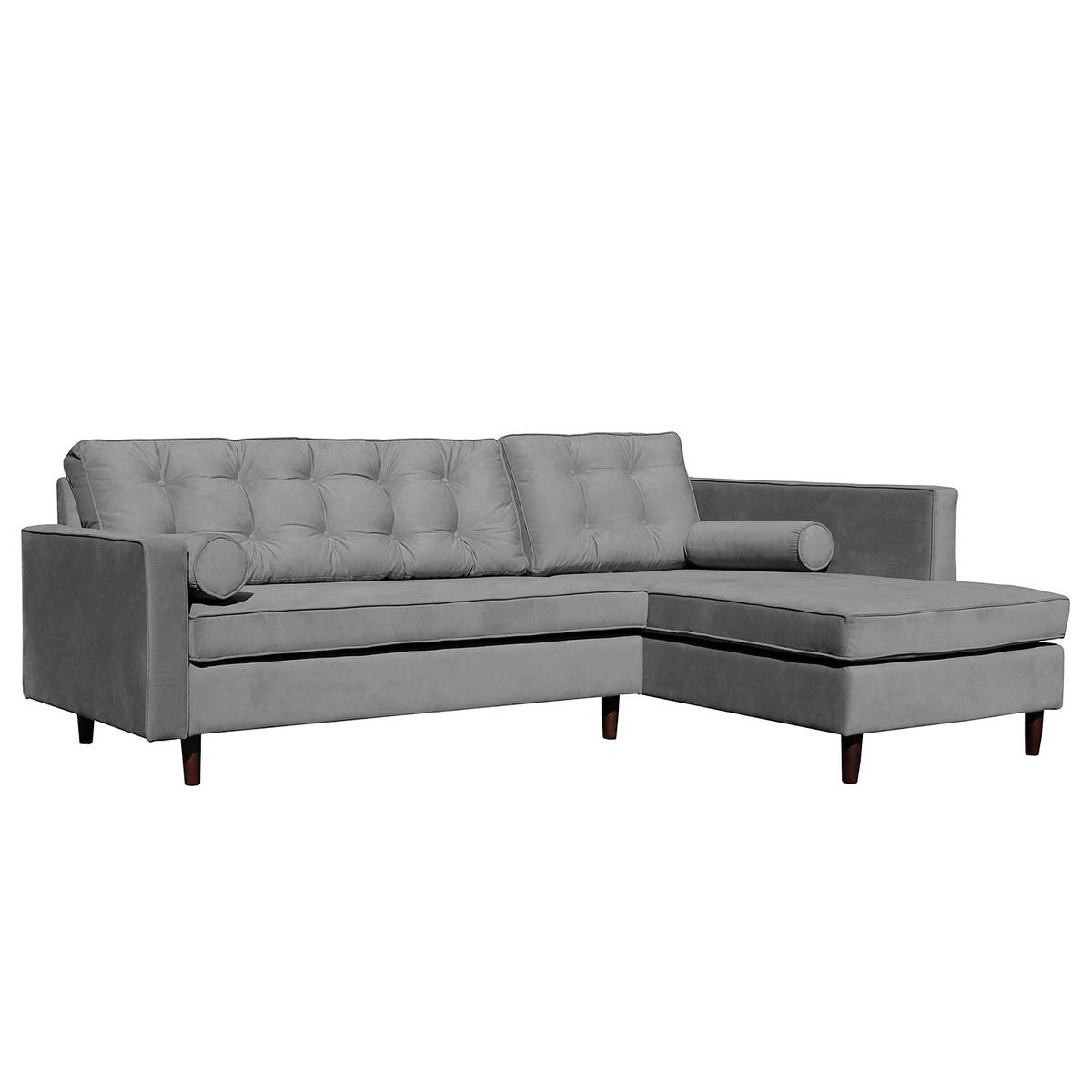 ECKSOFA Mikrofaser Anthrazit  - Anthrazit/Braun, Design, Holz/Textil (240/169cm) - P & B